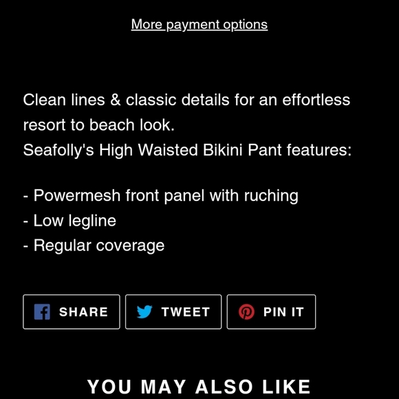 NWT Seafolly High Waisted Pant Swim Brief Black Bottoms 10 - Picture 9 of 9